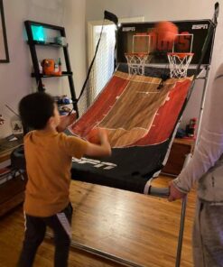 Hall of Games Indoor Arcade Basketball Games Multiple Styles, 2-Player Arcade Scoring Display with Rubber Basketball Set, Perfect for Family Game Rooms Deluxe (Poly Backboard & Premium Scorer) 30 612GIV2rBeL