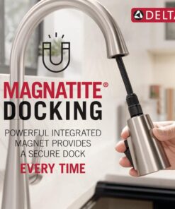 Delta Faucet Leland Brushed Nickel Pull Down Kitchen Faucet, Magnetic Docking Spray Head, SpotShield Stainless Steel, 9178-SP-DST Without Soap Dispenser Standard 25 612Gxvse7L 1