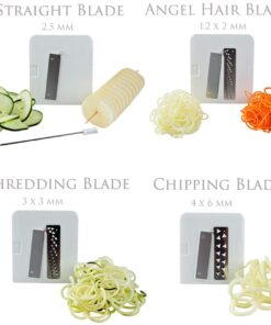 Paderno World Cuisine 4-Blade Folding Vegetable Slicer / Spiralizer Pro, Counter-Mounted and includes 4 Different Stainless Steel Blades Folding 4-Blade White 43 612HQyMgPkL