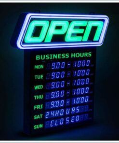GLI Led Open Sign with Business Hours – Stand Out with 1000’s Color Combos to Match Your Brand, – Neon Flash, or Scroll – Programmable App, 15 x 16.5 inch 16 612ItduO2tL