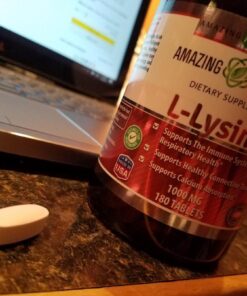 Amazing Formulas L-Lysine 1000mg Amino Acid Vitamin Supplement 180 Tablets | Non-GMO | Gluten Free | Made in USA 180 Count 38 612NKYprkL