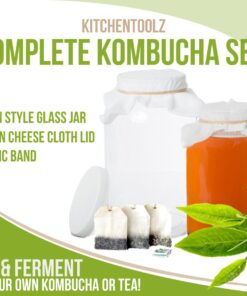 1 Gallon Glass Kombucha Jar - Home Brewing and Fermenting Kit with Cheesecloth Filter, Rubber Band and Plastic Lid - By Kitchentoolz 14 612O6sUJsCL