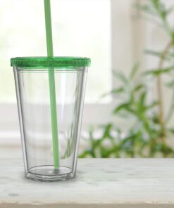Maars Drinkware Bulk Double Wall Insulated Acrylic Tumblers with Straw and Lid (Set of 12), 16 oz, Clear 12 Count (Pack of 1) 26 612SZgZ2crL