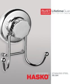 HASKO accessories - Powerful Vacuum Suction Cup Hooks Holder for Towel, Robe and Loofah - Stainless Steel Hook for Bathroom and Kitchen (Chrome) 26 612WPaU8vvL