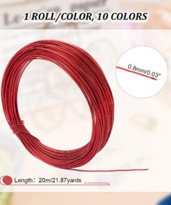 PH PandaHall 650 Feet Colored Aluminum Wire 20 Gauge Jewelry Wire 10 Colors Craft Wire Thin Hobby Wire Bendable Metal Craft Wire Jewelry Beading Wire for Sculpture Floral Arrangement Project 20 Gauge (0.8mm) 10 Colors- 65 Feet 2 34 612WcGORowL