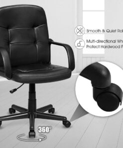 Giantex Executive Chair Mid Back Office W/Arms and Swivel Wheels, Ergonomic PU Leather for Home Office Use Computer Desk Task Chair 18 612X0KtnmSL