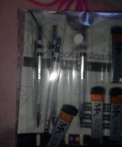 MozArt Mechanical Pencil Set with Case - 4 Sizes: 0.3, 0.5, 0.7 & 0.9mm with 30 HB Lead Refills Each & 4 Eraser Refills -Sketch, Drafting, Art, Drawing Supplies (Clear) Clear 48 612bIOATF L