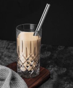 ALINK Reusable Boba Straws with Case and Cleaning Brush, 4-Pack Extra Wide Stainless Steel Metal Bubble Tea Straw for Smoothie, Shakes, Tapioca Pearl, 12 mm x 9 inch Silver 27 612bkdeUhML