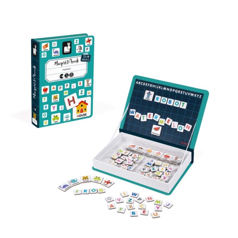 Catalog 2 Janod MagnetiBook 143 pc Magnetic Educational Alphabet Game for Learning to Read and Write - Book Shaped Travel/ Storage Case included - S.T.E.M. Toy for Ages 3 one color one size J02712