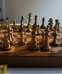 Agirlgle Retro Metal Chess Set with Folding Wooden Chess Board and Classic Handmade Standard Pieces Metal Chess Set for Kids Adult 44 612cb2c6zZL