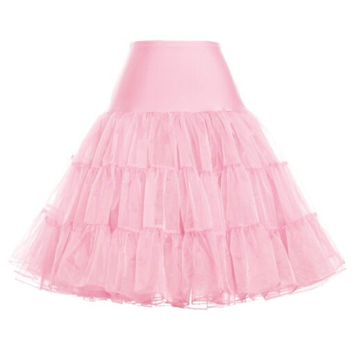 GRACE KARIN Women's 50s Petticoat Skirts Tutu Crinoline Slips Underskirts CL008922 Large Light Pink