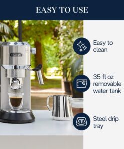 De'Longhi Dedica EC680M, Espresso Machine, Coffee and Cappucino Maker with Milk Frother, Metal / Stainless, Compact Design 6 in Wide, Fit Mug Up to 5 in 17 612fO8ENReL
