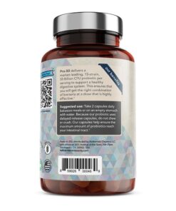 Vitamin Bounty Pro-50 Probiotics - 13 Probiotic Strains, Gut Health, Digestive Health, Probiotic for Women and Men, Delayed Release Capsule with Prebiotic Greens - 60 Capsules 60 Count (Pack of 1) 22 612kBrkYfkL