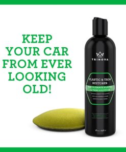 Trinova Plastic & Trim Restorer - Shines & Darkens Worn Out Plastic, Vinyl & Rubber Surfaces - Protects Cars & Motorcycles from Rain, Salt & Dirt - Prevent Fading - 8 fl oz 49 612mY5YCYQL