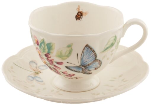 Lenox Porcelain Meadow Cup and Saucer, 1.3 LB, Blue Butterfly Cup/Saucer