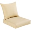BOSSIMA Indoor/Outdoor Light Yellow/Cream Speckle Pattern Deep Seat Chair Cushion Set Spring/Summer Seasonal Replacement Cushions 52 612slpdWCuL