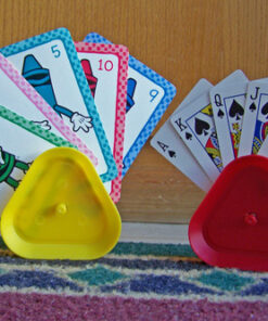 4 Piece Triangular Card Holders in Red, White, Yellow & Blue, Multi 10 612uMcJeRtL