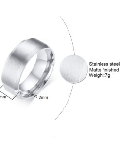 VNOX Personalized Custom 8MM Stainless Steel Plain Wedding Band Ring for Men,Black/Gold Plated/Silver Silver-Engraving 8 11 612yQLZ0l6S