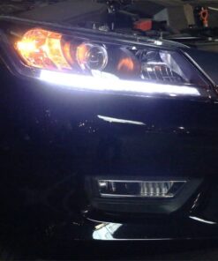 iJDMTOY Compatible With 2013-2015 Honda Accord Sedan, Set of Xenon White LED Even Illuminating Daytime Running Light Retrofit Kit, Fit Inside Parking Lamp Housing 31 612yWFmATZL