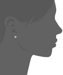 Amazon Essentials Plated Sterling Silver Cubic Zirconia Stud Earrings (Round & Princess) White/Platinum 5 mm Round Cut 22 6131NEhzVaL 2