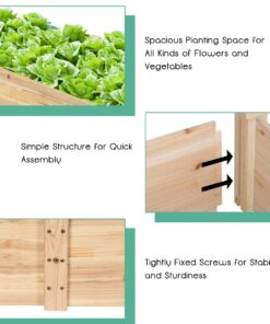 Giantex Raised Garden Bed Planter, Wooden Elevated Vegetable Planter Kit Box Grow for Patio Deck Balcony Outdoor Gardening, Natural 97"Lx25"Wx10"H Rectangular 24 6132V9dtEGL