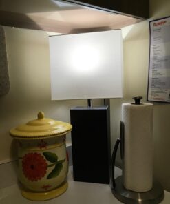 Elegant Designs LT1025-BLK Modern Leather Table Lamp with White Fabric Shade, Black 1 54 6132dIp iPL