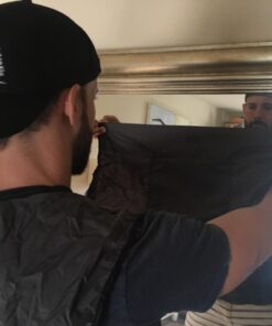 Beard King Beard Bib Apron - Christmas Gifts & Stocking Stuffers for Dad - As Seen on Shark Tank - Men's Hair Catcher for Shaving - Grooming Accessories - Packing Pouch, Black 42 6139xIy4pcL