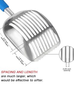 Chi-buy The Latest Update Metal Cat Litter Scoop POLISHING Blue Handle,Aluminum Alloy with TABS/Round Teeth Pet Kitty Litter Scooper 21 613A59XnvmL