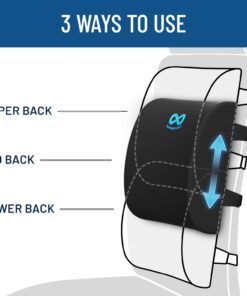 Everlasting Comfort The Original Lumbar Support Pillow - Improves Posture, Promotes Back Pain Relief - Superior Office Chair Back Support for Gaming and Desk Chairs - Lumbar Pillow for Car, Couch Black 27 613Arg6OCKL