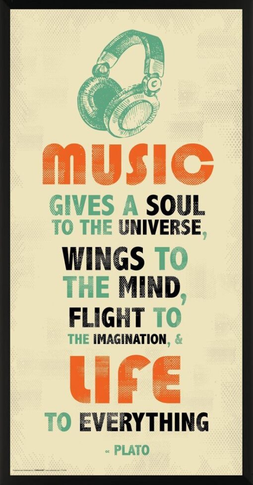 Plato Music Inspirational Motivational Quote Decorative Poster Print 12 by 24 Unframed