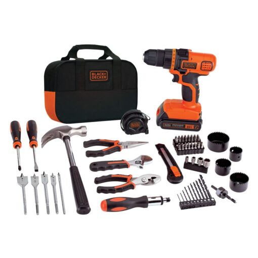 BLACK+DECKER 20V Max Drill & Home Tool Kit, 68 Piece (LDX120PK) 20V Home Tool Kit