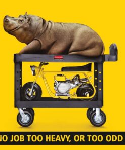 Rubbermaid Commercial Products 2-Shelf Service/Utility Cart with Wheels, 300-Pound Capacity, Black, Lipped Shelves with Handle, Use in School/Restaurant/Warehouse/Manufacturing Small 20 613EXHOemXL