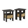 Furinno Andrey Set of 2 End / Side Table / Night Stand / Bedside Table with Bin Drawer, Espresso 2-Pack, Center Bin 40 613ErDOuGFL