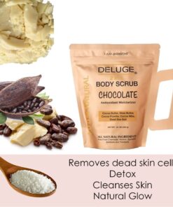 Deluge Chocolate Scrub for Cellulite and Stretch Marks, Body Exfoliant and Hydrating Cellulite Treatment with Shea Butter, Coconut Oil and Dead Sea Salt Firms, Tones and Moisturizes Skin (10 oz) 10.00 Ounce (Pack of 1) 8 613GIpdAYyL