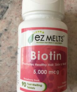 EZ Melts Dissolvable Biotin 5,000 mcg, Hair, Skin & Nail Support, Sugar-Free, 3-Month Supply 19 613I5XDxByL