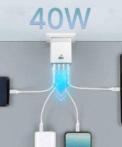 USB Wall Charger, Aioneus 40W 4-Port Fast Charger Block, Multiport USB Cube Power Adapter Wall Charger Plug Charging Block for iPhone 15 14 13 12 11 Pro Max XR Xs Max 8,Samsung,Moto,Android Phones White 25 613JnT KdL