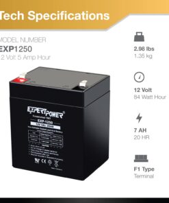 ExpertPower EXP1250 12V 5Ah Home Alarm Battery with F1 Terminals 22 613LcISizL