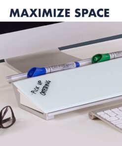 Quartet Glass Dry Erase White Board, Desktop Computer Pad for Notetaking, 18" x 6" Whiteboard, Clean Erase Surface with Storage, 1 Dry Erase Marker, White Surface (GDP186) 26 613MX5s7TFL