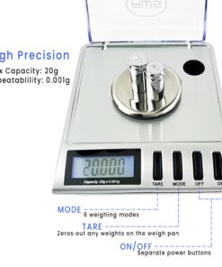 AMERICAN WEIGH SCALES Gemini 20 - Portable Precision Digital Milligram Scale 20g x 0.001g (Silver) AWS Series 100G Silver 21 613OwqA7YIL