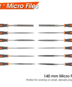 REXBETI 25Pcs Metal File Set, Premium Grade T12 Drop Forged Alloy Steel, Flat/Triangle/Half-round/Round Large File and 12pcs Needle Files with Carry Case, 6pcs Sandpaper, a brush,a pair working gloves 30 613P3gHc2xL