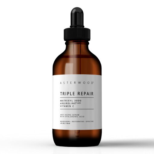 ASTERWOOD Triple Repair Matrixyl 3000 + Argireline + Hyaluronic Acid + Organic Vitamin C Serum for Face; Anti-Aging Face Serum, Anti-Wrinkle Serum, Facial Skin Serum Skin Care, 118ml/4 oz Triple Repair - Unscented 4 Fl Oz (Pack of 1)