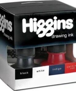 Higgins Dye-Based and Pigmented Drawing Inks, Assorted Colors, 1 Ounce Bottles, 4-Pack (44032)
