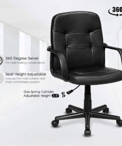 Giantex Executive Chair Mid Back Office W/Arms and Swivel Wheels, Ergonomic PU Leather for Home Office Use Computer Desk Task Chair 17 613UPEjHLbL