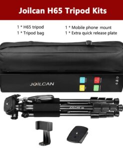 ZOMEI 65” Camera Tripod Compact Light Weight Travel Aluminum Camera/Phone Tripod for Canon Nikon with 2PC Quick Plates and Universal Phone Mount 11 lbs Load (Black) 46 613UhKgveYL
