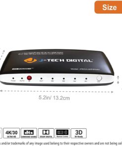 Alternative view of J-Tech Digital 4-Port High Speed HDMI Auto Switch with PIP IR Wireless Remote and Power Adapter