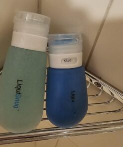 LiquiSnugs Premium - 100% Guaranteed Leak Proof Silicone Travel Bottles For Toiletries - TSA Approved Container. Premium Range Travel Shampoo Bottles with Suction Cups and Adjustable Labels 32 613a2K39igL