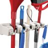 HOME IT Mop And Broom Holder - Garage Storage Systems with 5 Slots, 6 Hooks, 7.5lbs Capacity Per Slot - Garden Tool Organizer For 11 Tools - For Home, Kitchen, Closet, Laundry Room - Off-White 12 613cWlKGLrL
