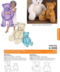 KWIK-SEW PATTERNS K3246OSZ Teddy Bears Sewing Pattern, Size Large and Small 17 613eTOBswxL