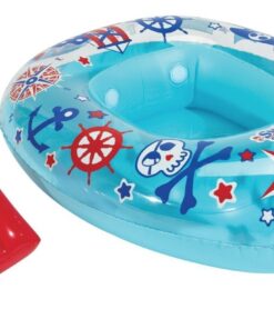 SwimSchool Lil’ Skipper Baby Boat – 6-18 Months – Inflatable Baby Pool Float with Adjustable Backrest and Safety Seat – Blue/Red Blue,red 17 613f73kqkaL