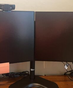 WALI Free Standing Dual LCD Monitor Fully Adjustable Desk Mount Fits 2 Screens up to 27 inch, 22 lbs. Weight Capacity per Arm, with Grommet Base (MF002), Black 35 613fb7oAF0L